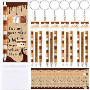 30 Sets S'more Marshmallow Appreciation Gifts Bulk Inspirational Keychains with Pen Thank You Gift Bulk for Employee Coworkers Nurses Staff Teachers Back to School Student First Day of School
