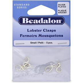Beadalon Lobster Clasps, Small, Silver Plated, 5 pc