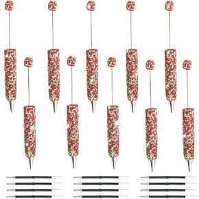 10Pcs Glitter Beadable Pen Full Rhinestone Fancy Pens for Beads Cute Journalling Diamond Pens for Women Fun Bling Ballpoint Pens Tween Girls Gifts Trendy Stuff (Multicolor)