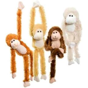 1 Each Burnt Orange, Blonde, Cream and Dark Brown Fuzzy Friends Plush Monkey with Velcro Hands Furry Stuffed Animal, Set of 4