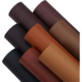LITCHI 8 Pieces 8x12 Inch Dark Color Litchi Grain Texture Faux Leather Sheets Including 8 Color Leather Sheets for Leather Bows and Earrings Making LiZhiWen-8PcsA4Dark
