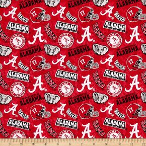 NCAA Alabama Crimson Tide 1178 Tone on Tone Red/White/Gray/Black, Fabric by the Yard