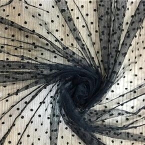 59 Inch White Polka Dot Tulle Spotted Mesh Soft Stretch Fabric Suitable for DIY Handmade Doll Butterfly Wedding Veil Costume Dress Craft Sewing (White, 1 Yard)