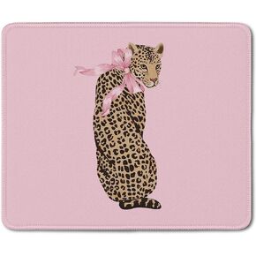 Pink Funky Leopard Print Coquette Bow Mouse Pad, Trendy Cheetah Print Mouse Pad for Wireless Mouse Computers Laptop Desk Accessories, Funky Aesthetics Bow Office Supplies, 9.5x7.9 Inch，J031
