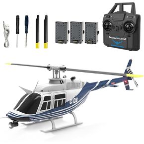C138 Rc Helicopter for Adults, RC ERA C138 1/30 Scale Bell 206 2.4G 6CH No Aileron Helicopter with Altitude Hold and Optical Flow Positioning (Red Black White/4 Battery)