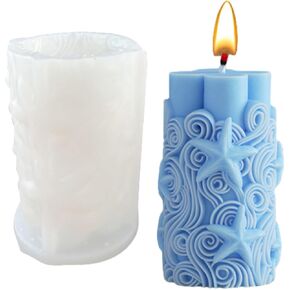 Flower Candle Silicone Mold, Starfish/Clover/Pitcher/Sunflower/Lily/Lavender Column Candle Soap Mold Fondant Chocolate Cake Baking Mould Plaster Clay Resin Epoxy Mold (Lily)