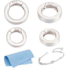 MAYJOYDIY 2pcs Round Carabiner Clip 925 Sterling Silver Spring Gate Rings Metal O Rings Keyring Buckle Gate Ring Connector Necklace Enhancer Shortener Clasp for Keychain DIY Jewelry Making