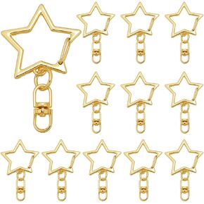 1 Box 40Pcs Star Keychain Ring Gold Swivel Clasp Hooks Alloy Keyrings Swivel Metal Lanyard Snap Hook Small Clips Findings Accessories for DIY Making Car Key Keychains Lanyards Purses Decor
