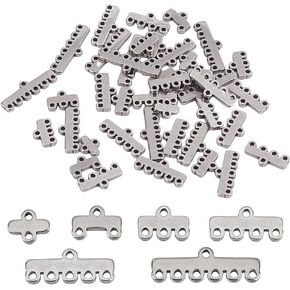 About 72 Pcs 1-6 Loops Necklace Layering Clasp, 304 Stainless Steel Chandelier Components Links Multistrand Clasps Lock for Layered Necklace Bracelet Earring Jewelry Making