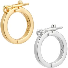 WADORN 2Pcs 2 Colors 925 Sterling Silver Twister Clasps, 12mm Round Twister Jewelry Shortener Enhancer Connector Bracelet Pendant Extension Spring Clasps for DIY Crafts Jewelry Finding, Gold/Platinum