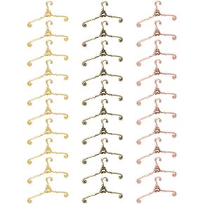 FREEBLOSS 30Pcs Small Doll Cloth Hangers Alloy Mini Cloth Hangers Perfect for Doll Making Durable Metal Hanger for Dollhouses Wardrobes and Collectors Tiny Space-Saving Hanger, 1.5 * 0.8''