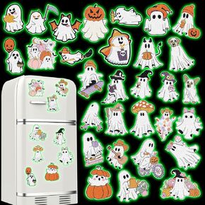 Motipuns 30 Pcs Luminous Halloween Diamond Painting Magnets Kits Glow in The Dark Diamond Art Fridge Magnet Refrigerator Sticker for Beginners Kid Adults Home Decors DIY Art Craft Gifts