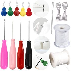 20 PCS Candle Wick Punching Tool Large-Eye Candle Wick Needle Wick Sitting Tool with Hook & Eye Candle Making Tool to Insert Wick in Candle Mold Colored Threader for Candle Wick of All Thicknesses