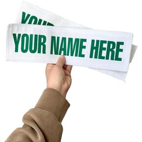 Golf Caddie Uniform Name Badge (White) - Personalized Name Patch for Adults W/Green Lettering – Polycotton Custom Hook and Loop Patch - Perfect Customized Patch for Halloween Costumes