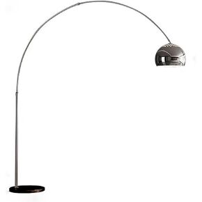 Modern minimalist 80 "curved floor lamp, suitable for living rooms, home offices, dining rooms, and bedrooms, with a black marble base and chrome bell shaped lampshade, adjustable brightness (F-04)