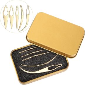 5 Pieces Sisterlocks Craft Hair Extensions Tightening Accessories with Crochet Tool and Metal Gift Box for Different Locs (Rose Gold)