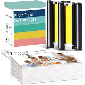 Compatible with Amber M100/M200 4x6 Photo Printer 80 Sheets Photo Paper & 2 Ink Cartridges Refill,Waterproof/Antioxidant/Non Fading,for DHP512/DHP513 Photo Printer