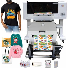 AOK DTF Dual XP600 Print Heads A3 Size(13 Inches) DTF Printer with Auto Continuous Powder Shaker Heater Ink/Film/Powder/Rip Software Bundle US Technician Support