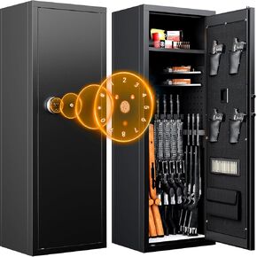 2025 Upgraded Large Gun Safe for 10-14 Rifles - Biometric Fingerprint Access, Removable Shelves & Pistol Storage for Home Security.(XL)