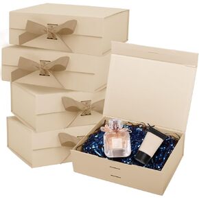 صناديق الهدايا المغناطيسية NSMYKHG مع أغطية وشريط ربطة الزخرفة ، 5 حزمة 9.5 × 7 × 4 بوصة ، لعيد الميلاد ، الزفاف ، اقتراح العريس والعروس ، صندوق هدايا أنيق فاخر مع إغلاق مغناطيسي (أزرق) in Kuwait