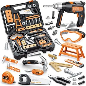 OCHIDO Kids Tool Set with Tool Box & Electronic Toy Drill, 41PCS Toddler Tool Set Kids Construction Toys for Ages 3,4,5,6,7,8, Kids Tools Boy Toys for Boys Christmas Birthday Gifts