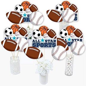 Big Dot of Happiness - Go, Fight, Win - Sports - Baby Shower or Birthday Party Centerpiece Sticks - Table Toppers - Set of 15