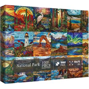 Stained Glass Puzzles National Parks Puzzle for Adults 1000 Pieces, Landscape Jigsaw Puzzles 1000 Pieces Nature Puzzle, Yosemite Scenic United States Puzzles for Adults