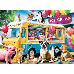 300 Pieces Puzzles for Adults,Ice Cream Truck Jigsaw Puzzle,300 Pieces Puzzles for Adults Large Piece,Fun Animal Puzzles for Kids Ages 8-10,Puzzle for Family Game Nights, 20.5 x 15 in