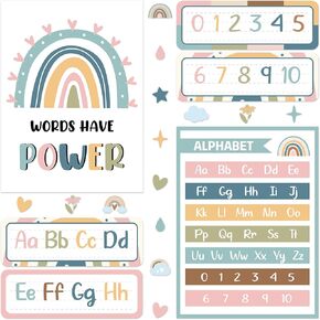 Farmhouse Cursive Alphabet and Number Line Poster Greenery Bulletin Board Decorations Letters Number Cutouts Eucalyptus Farmhouse Wall Strip for Classroom Decoration Back to School Wall Decor Supply