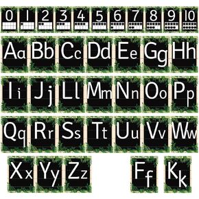 37 Pcs Boho Bulletin Board Letters ABC Alphabet 0-10 Number Cards Boho Greenery Eucalyptus Classroom Decorations Wall for Pre-School Kindergarten Nursery Elementary Educational Material (Greenery)