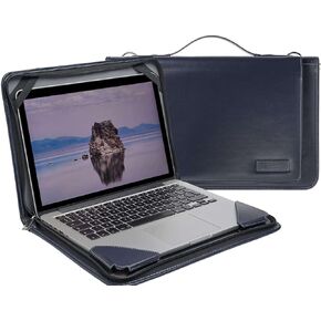 Blue Leather Laptop Messenger Case - Compatible with Lenovo Yoga Slim 7X 14 Laptop
