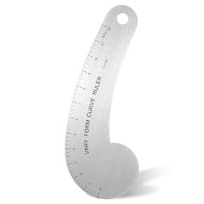 12" Solid Aluminum French Curve Ruler for Pattern Making, Vary Form Curve Ruler for Sewing, Flexible Hip Curved Rulers Sewing for Measuring Sewings Design Making