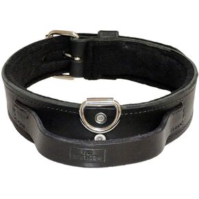 2" Heavy Duty Leather Dog Collar with Felt and Handle Redline K9 (20 inch-24 inch)