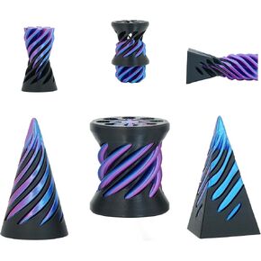 3 Pack Pyramid Fidget Toys Impossible Cone for Adults and Kids Spiral Cone 3D Pyramid Passthrough Sculpture Stress Relief Relaxation Mini Desktop Decor Gift for Holidays Birthdays (Black Purple)