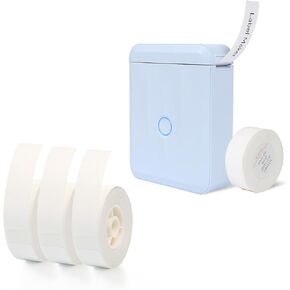 LMASBLTER D110M Blue Label Maker Machine with Tape+3 Rolls White Label Maker Tape