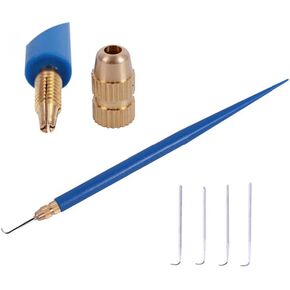 YANTAISIYU 4 Pcs Ventilating Needles for Lace Wig + 1 Blue Ventilating Needle Holder for Make and Repair Lace Wig