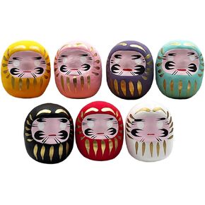 TOKYO ART Traditional Japanese Daruma Dolls Set of 7 Good Luck Charms Gift Set Known for Bringing Good Fortune