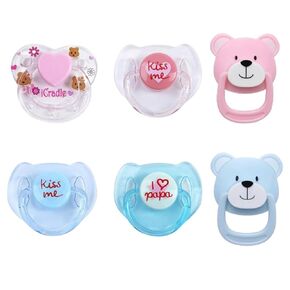 Mire & Mire 6 Pcs Doll Magnetic Pacifiers Baby Doll Accessories for Reborn Baby Doll, Pretend Play Feeding Toy (Pink/Blue)