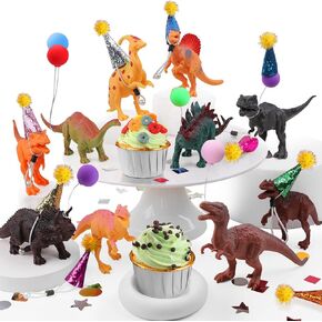 26 PCS Jungle Animal Birthday Party Decorations with Safari Animal Figurines, Mini Hats & Balloons, Cake Toppers for Birthday Party, Wild Animals Party Supplies(Jungle Animal)