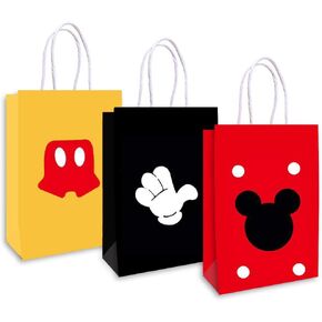 Mickey Mouse Party Gift Bag, 24 Count Birthday Favor Bag Kids Treat Goody Candy Bag with Handles for Retail, Gifts, Party Supplies, 3 Assorted Designs 8.2 x 5.9 x 3.15 Inches