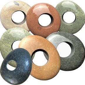 Natural River Stone Plant Weights for Aquarium, Handmade Pebble Anchors for Aquatic Plants, Fish Tank Decorations, Unique Shape & Size, Landscape Plant Weights (0.8″ Hole 7pcs)