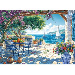 Jigsaw Puzzles for Adults 1000 Pieces, Interlock Perfectly Letter on Back No Dust, Home Decor Birthday Party Gift Toy for Men Women Elders Seniors, 1:1 Poster - Summer Coast