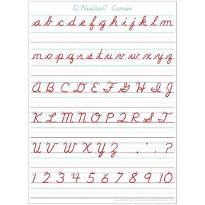Ashley Productions Smart Poly Single Sided PosterMat Pals Space Savers, D'Nealian Cursive Handwriting, 13" x 9.5"
