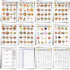 12 Pieces Diabetes Food List Chart Diabetes Meal Planner Food Chart Food To Avoid List for Blood Sugar Control Diabetes Management