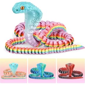 3D Printed Snake,Articulated Cobra Animal Toys for Kids Teens Adults Snake Lovers,Funny Gag Gifts for Holiday Christmas Birthday,Desk Bookshelf Game Room Halloween Decor (Black Red)