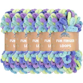 JubileeYarn Fun Finger Loops Yarn - 100g/Skein Jumbo Polyester - Eros - 5 Skeins