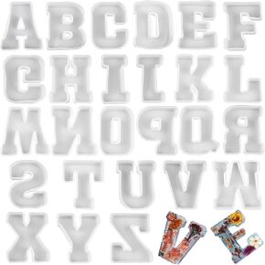 4 Inch English Letter Resin Mold - 26 Pack Alphabet Silicone Letter Mold for Resin Craft Making