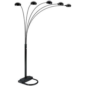 5-Arm Arch Floor Lamp with Dimmer (Black, 6962) Bulbs are not Included, Bulb Base is E 12