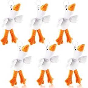 6 Pack Plush Goose Cotton Filling Goose Stuffed Animal Plush Goose Toy Keychain for Kid Boy Girl Wallet Backpack Party Favors Goodie Bag Birthday Gift