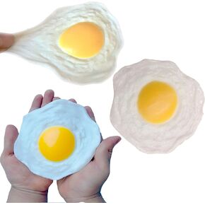 Cooplay 3pcs Fake Pan Fried Eggs Funny Realistic Artificial Funny Novelty Squeeze Tricky Prank Props Gags Joke Toys Stress Relief Anxiety for Adult Halloween